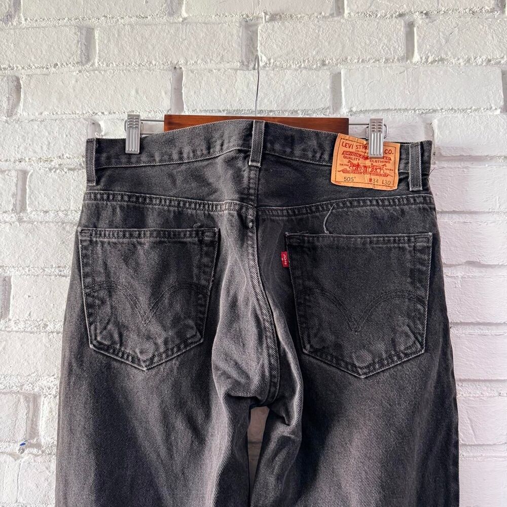 Vintage 00s Levi’s 505 Black Wash Red Tab Straight Leg Denim Jeans (Size 34x30)